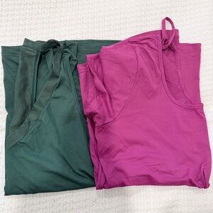 Green and Pink Sport Tank Tops Track & Field